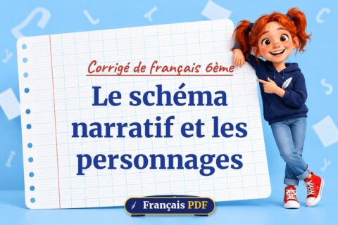 Le schéma narratif et les personnages : corrigé de français 6ème, illustration Français PDF