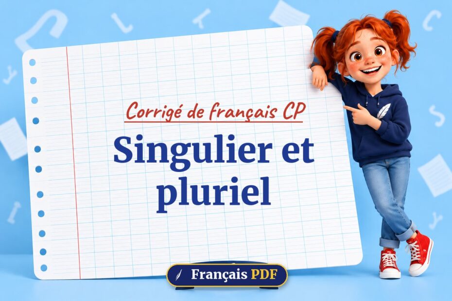 Singulier et pluriel : corrigé de français cp, illustration Français PDF