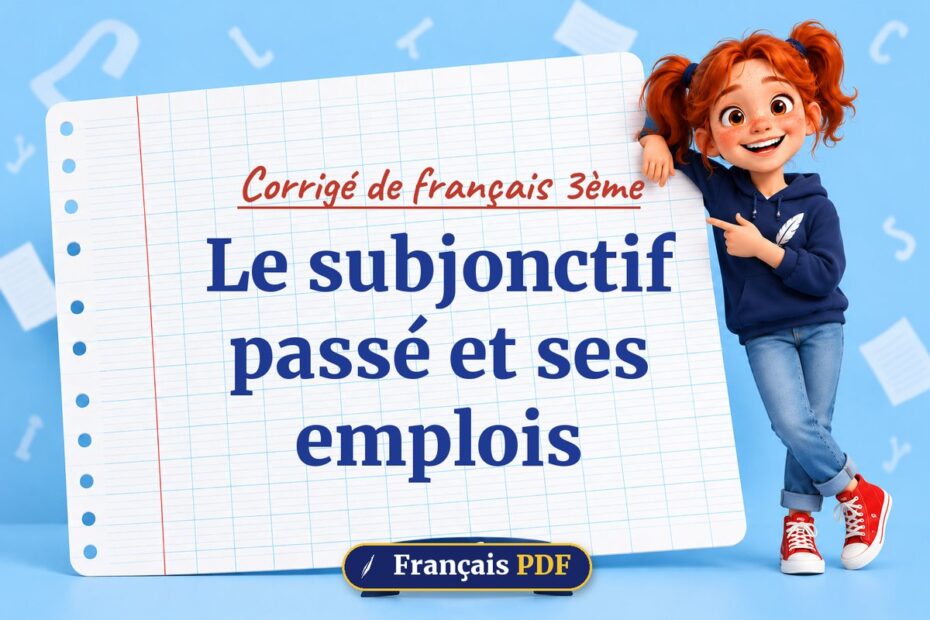 Le subjonctif passé et ses emplois : corrigé de français 3ème, illustration Français PDF