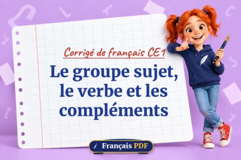 Le groupe sujet, le verbe et les compléments : corrigé de français ce1, illustration Français PDF