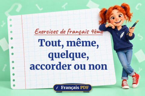 Tout, même, quelque, accorder ou non : exercices de français 4ème, illustration Français PDF