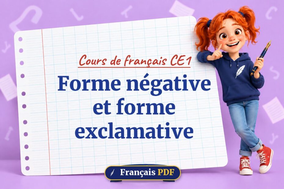 Forme négative et forme exclamative : cours de français ce1, illustration Français PDF