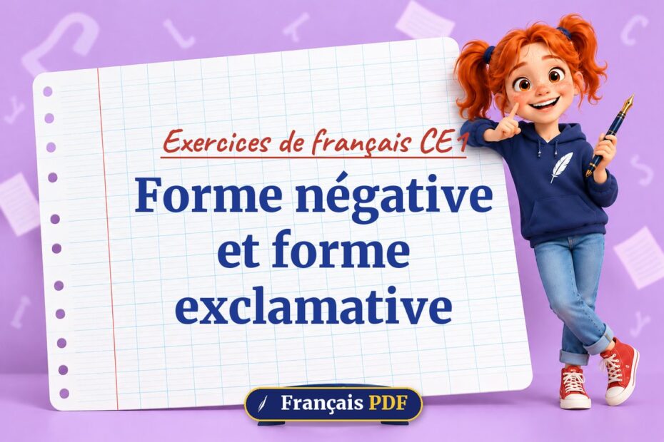 Forme négative et forme exclamative : exercices de français ce1, illustration Français PDF