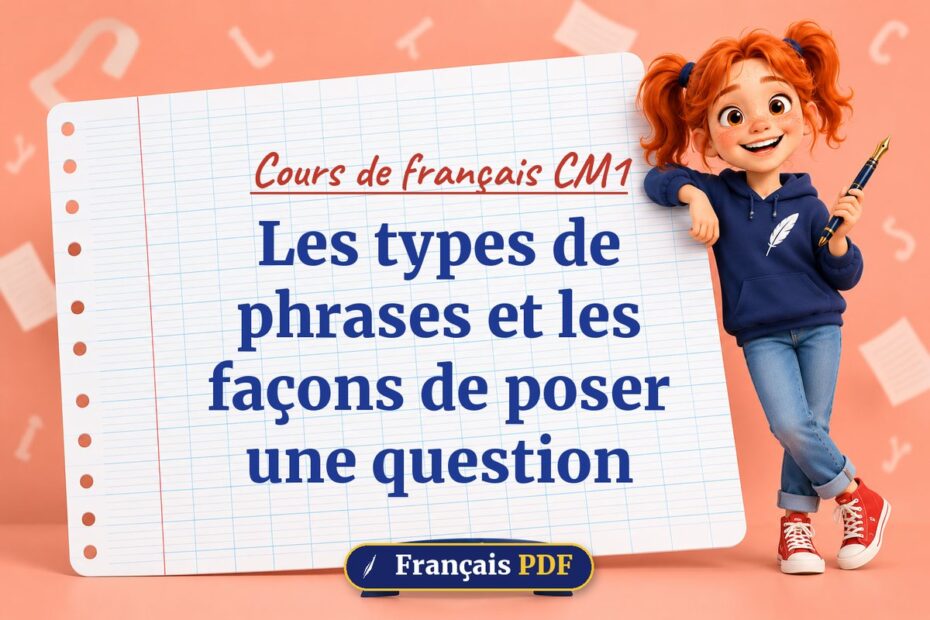 Les types de phrases et les façons de poser une question : cours de français cm1, illustration Français PDF