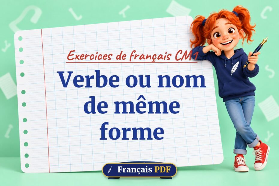 Verbe ou nom de même forme : exercices de français cm1, illustration Français PDF