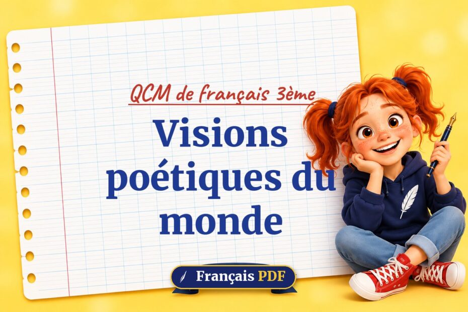 Visions poétiques du monde : QCM de français 3ème, illustration Français PDF