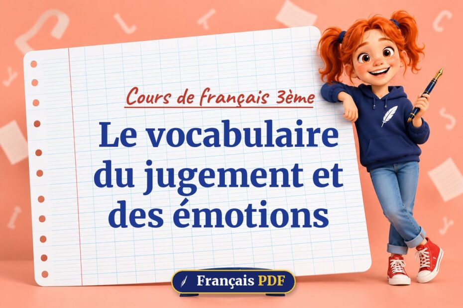 Le vocabulaire du jugement et des émotions : cours de français 3ème, illustration Français PDF