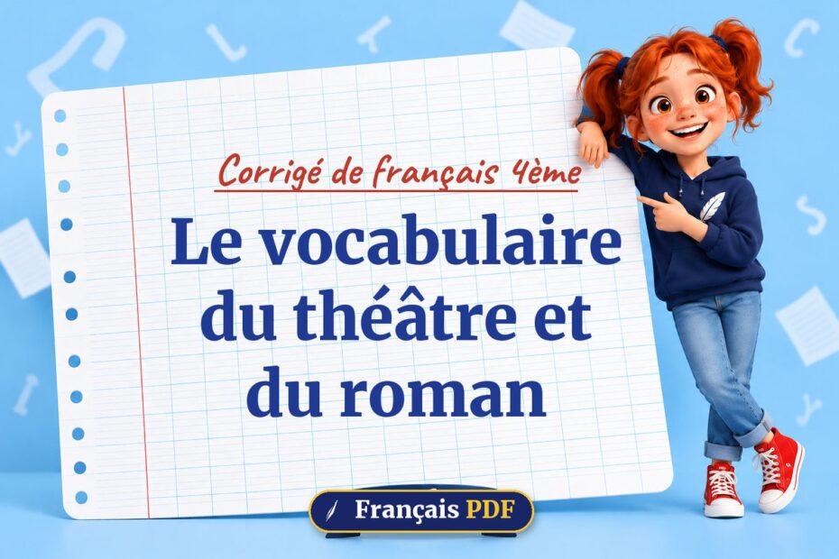 Le vocabulaire du théâtre et du roman : corrigé de français 4ème, illustration Français PDF