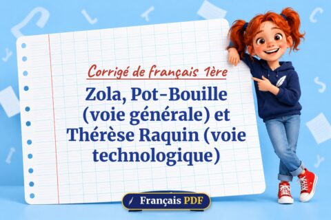 Zola, Pot-Bouille (voie générale) et Thérèse Raquin (voie technologique) : corrigé de français 1ère, illustration Français PDF