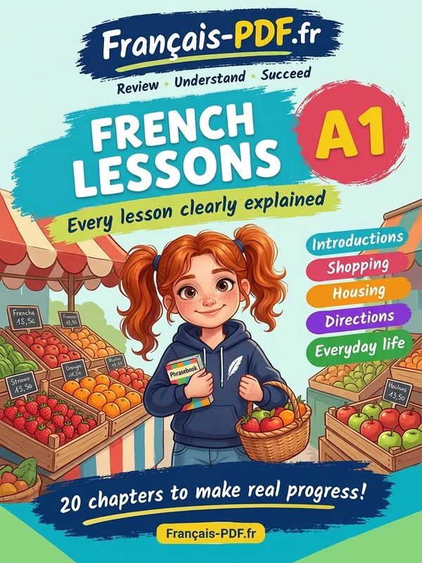 Book cover: French A1 lessons explained in English