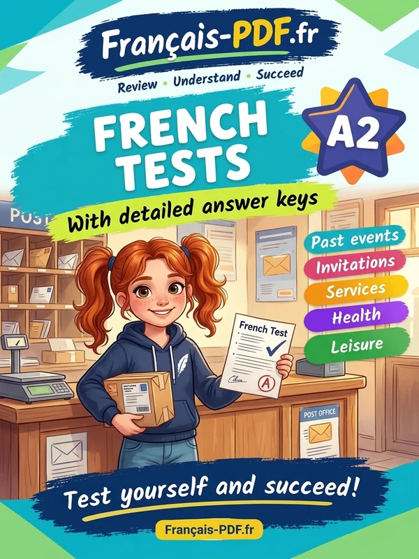 Book cover: French A2 tests with answer keys