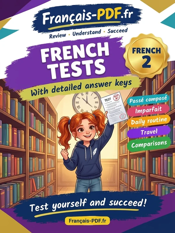 Book cover: French 2 tests with answer keys