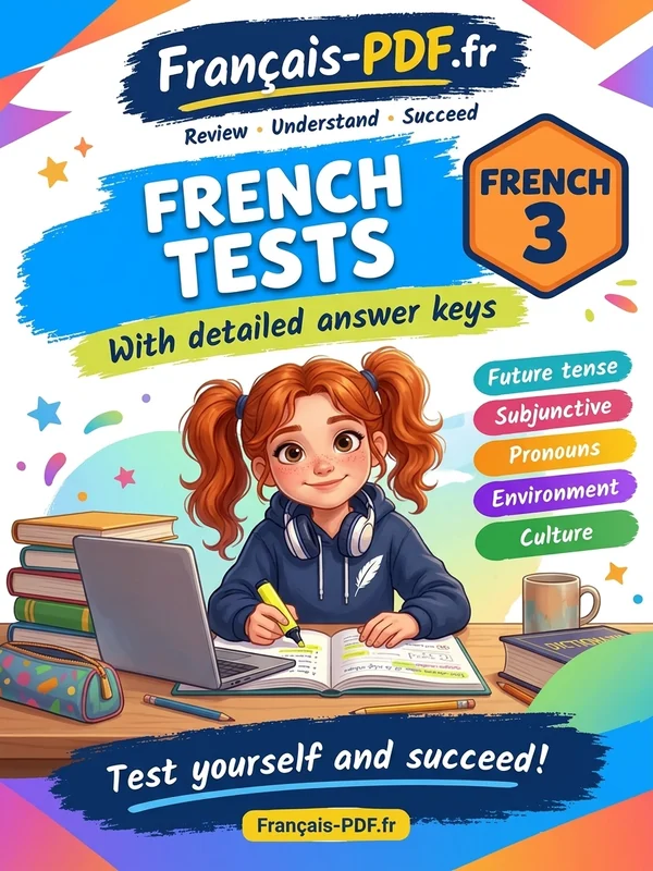Book cover: French 3 tests with answer keys