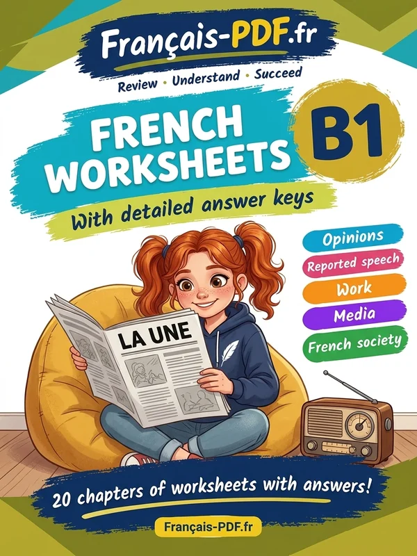 Book cover: French B1 worksheets with answer keys