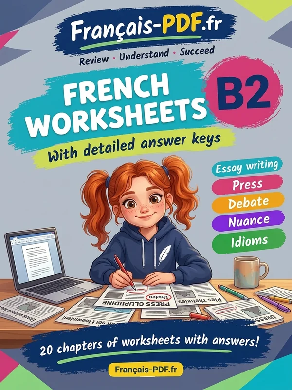 Book cover: French B2 worksheets with answer keys