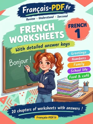 Book cover: French 1 worksheets with answer keys