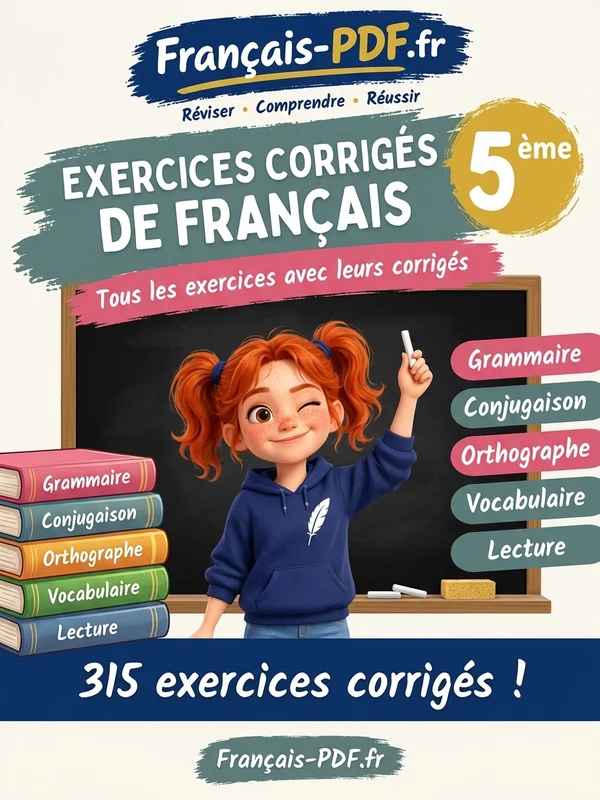Jaquette du livre : Exercices corrigés de français 5ème