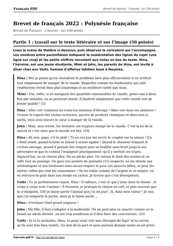 Brevet de français 2022 en PDF
