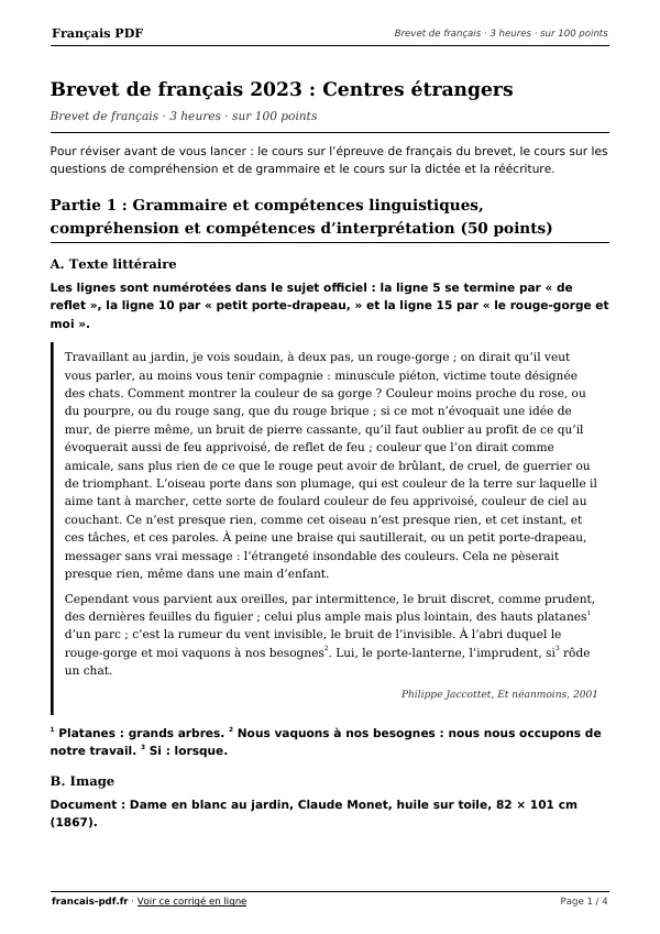 Brevet de français 2023 en PDF