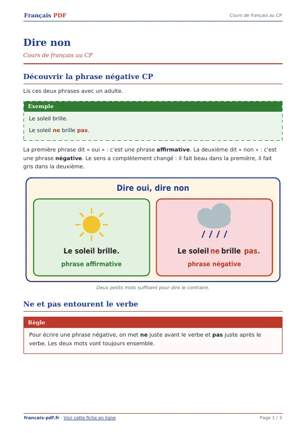 Cours « Dire non » en PDF