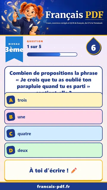 QCM français 3ème en vidéo : Bilan des subordonnées