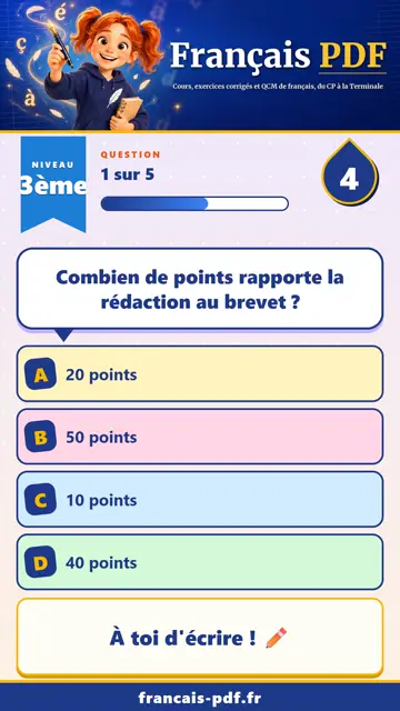 QCM français 3ème en vidéo : Le sujet d’imagination au brevet