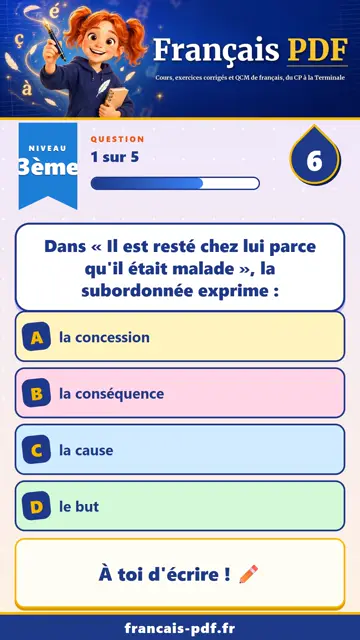QCM français 3ème en vidéo : Cause, conséquence et but
